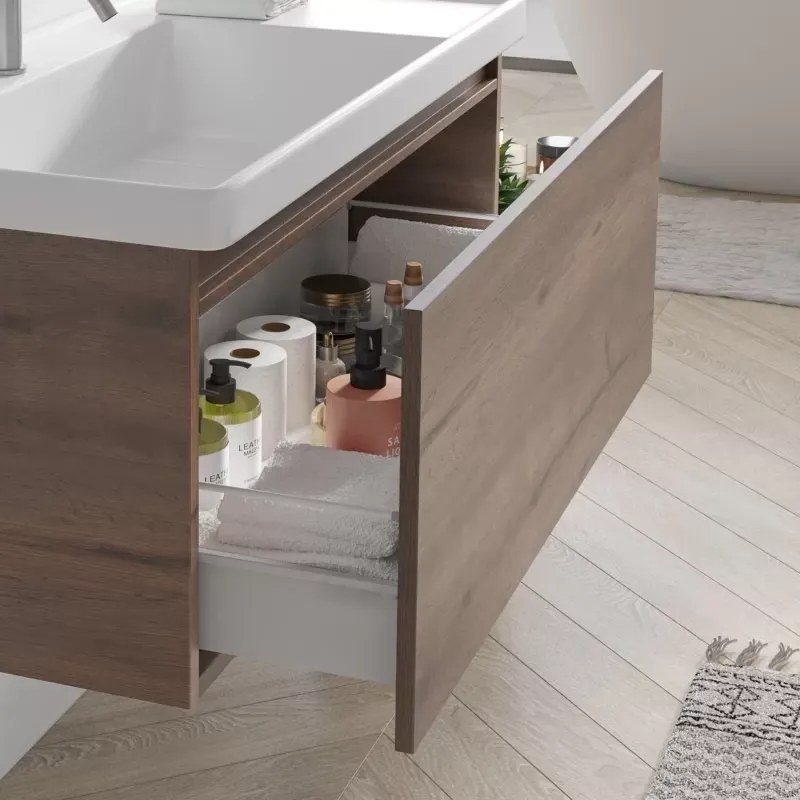 Mobile bagno sospeso 80cm cassetto e lavabo integrato SP-80 - KAMALU
