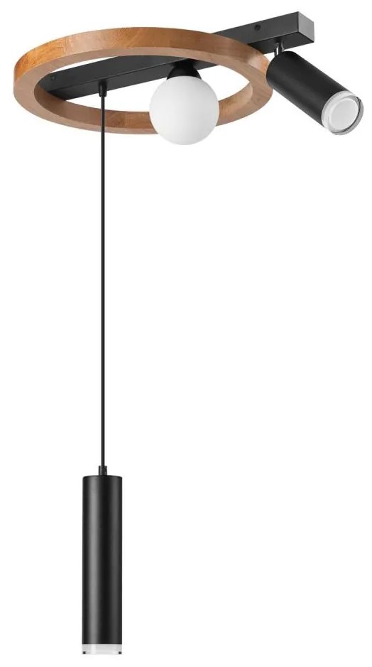 Lampadario a sospensione con filo OTIS 1xG9/5W/230V + 2xE27/15W/230V quercia