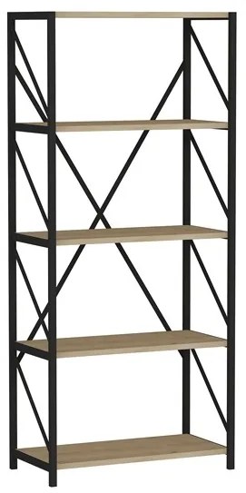 Libreria Industrial 5 Ripiani 64x30x150 Frida Rovere Chiaro