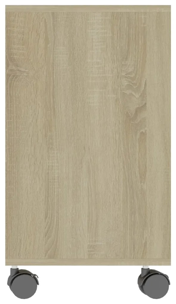 Tavolino bianco e sonoma 70x35x55 cm legno multistrato