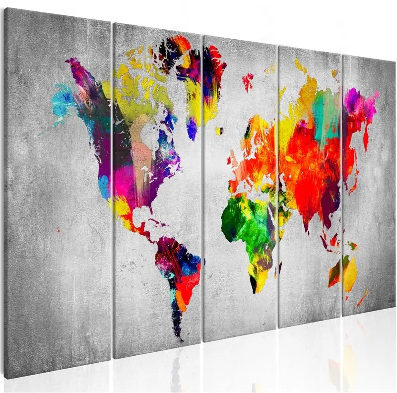 Quadro World on Concrete  Colore colorful, Dimensioni e Misure 200x80