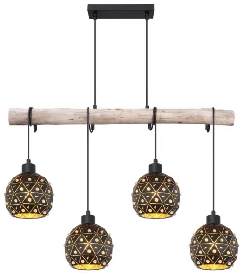 Globo 54029-4H - Lampadario sospeso con cavo JODIE 4xE27/40W/230V beige/nero