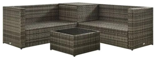 Set Divani da Giardino 4 pz con Cuscini in Polyrattan Grigio