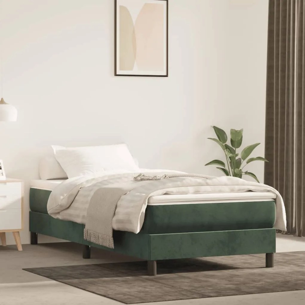 Materasso A Molle Verde Scuro 100x200x20 Cm İn Velluto /