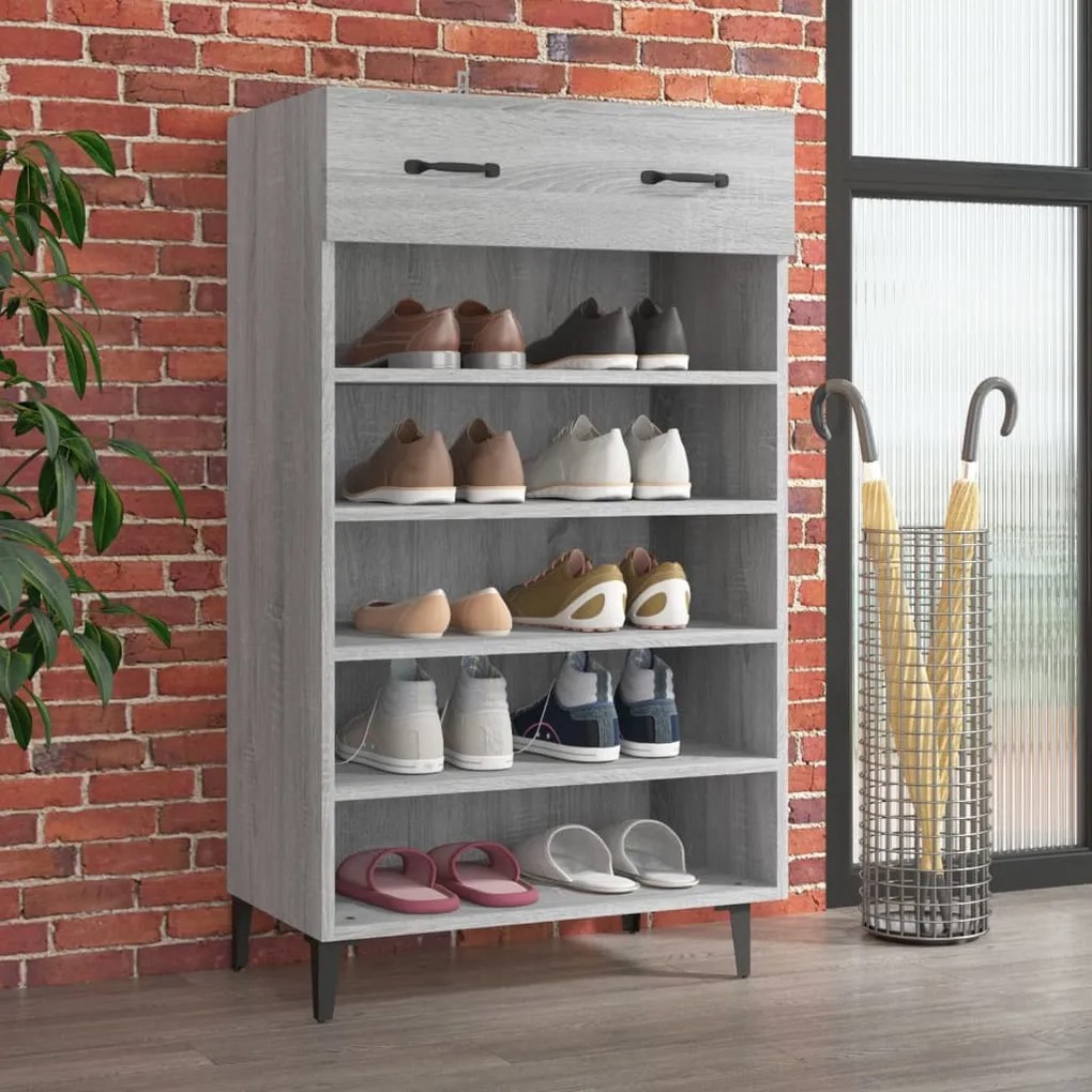 Scarpiera Grigio Sonoma 60x35x105 Cm İn Legno Multistrato /