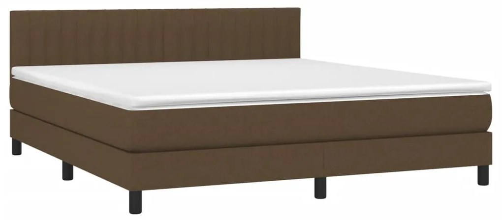 Letto a molle materasso e led marrone scuro 160x200 cm tessuto