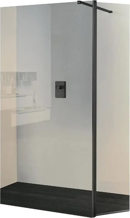 Deflettore walk-in Wens L 40 X H 200 cm, vetro trasparente 6 mm, profilo nero opaco