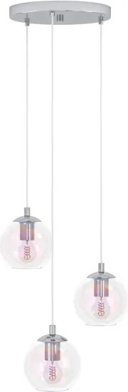 Eglo 901921 - Lampadario a sospensione su cavo ARISCANI 3xE27/60W/230V, cromo lucido