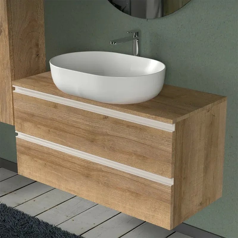 Mobile da bagno Sospeso 100 cm Master rovere miele per lavabo da appoggio
