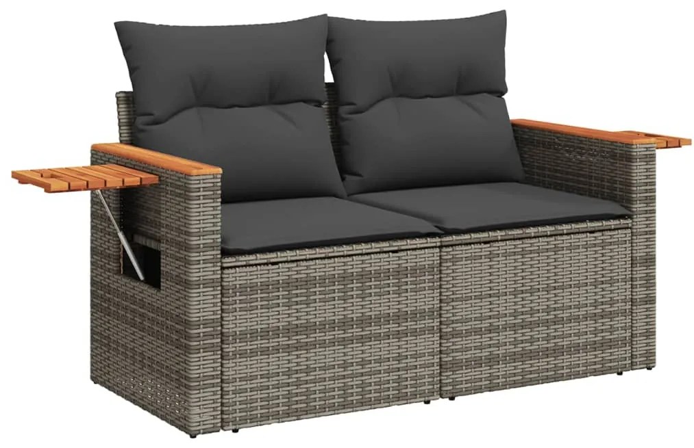 Set divani da giardino 7 pz con cuscini grigio in polyrattan