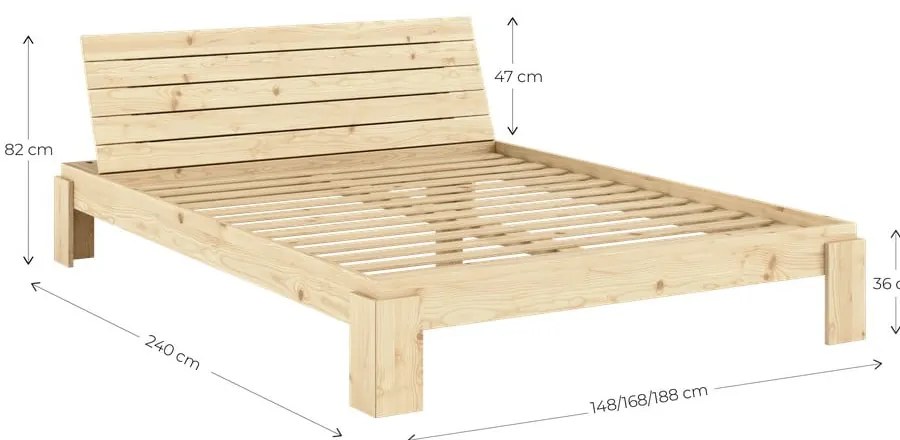 Letto matrimoniale di colore naturale in pino massiccio con rete inclusa 140x200 cm Layers – Karup Design