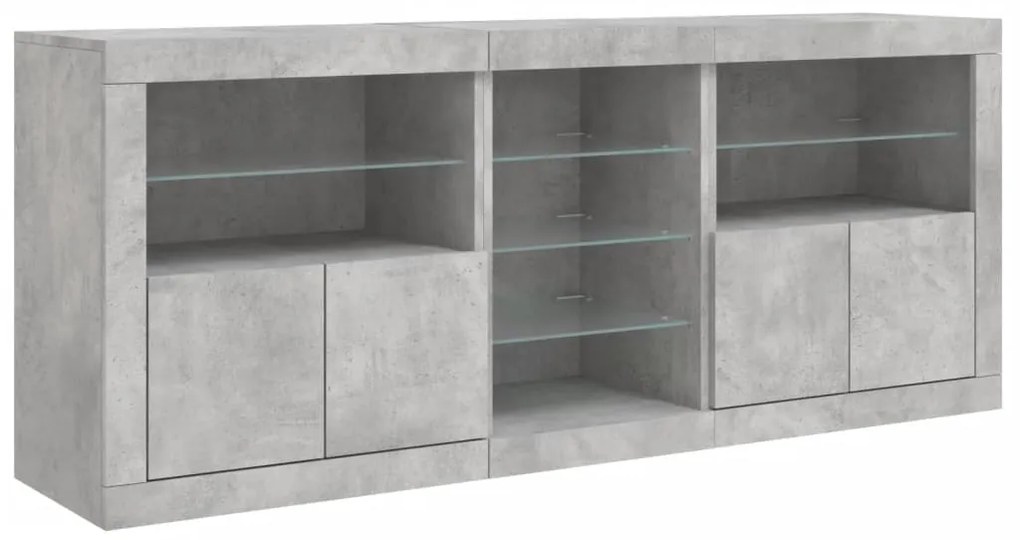 Credenza con luci led grigio cemento 181,5x37x67 cm