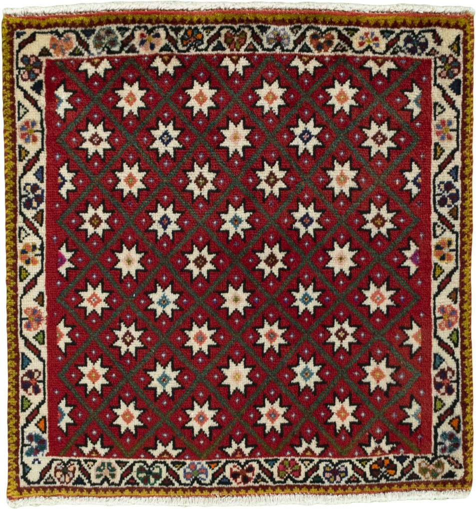 Shiraz Tappeto 60 x 70 Rosso (Iran) Annodato A Mano