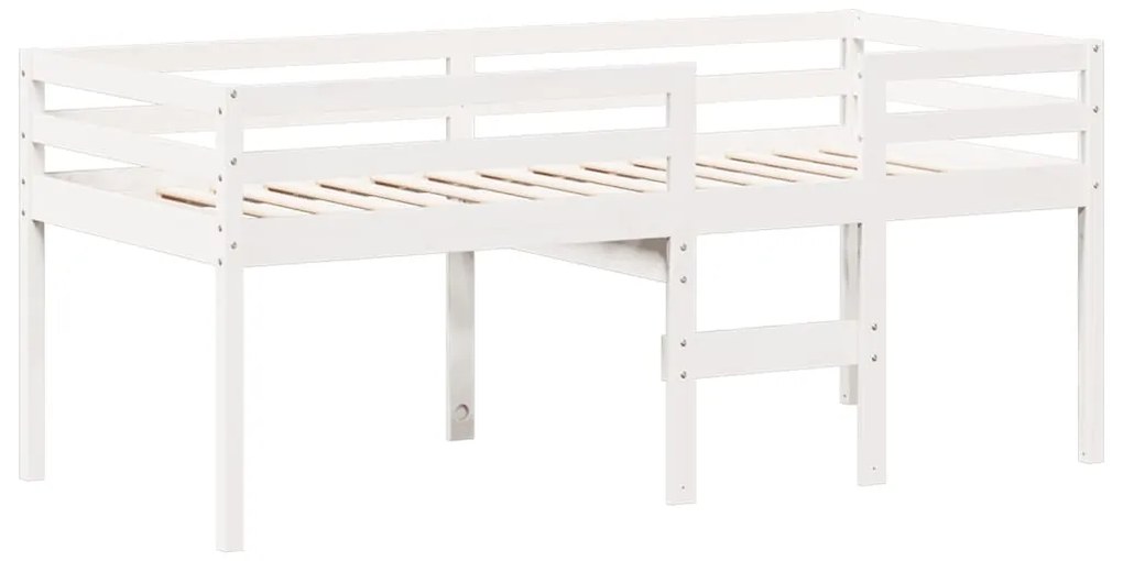 Letto a soppalco con tetto bianco 75x190 cm in legno di pino