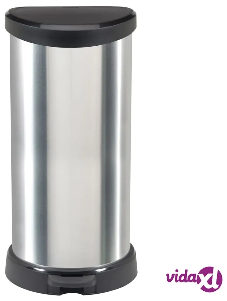 Curver Pattumiera a Pedale Deco Forma a D 40 L Argento