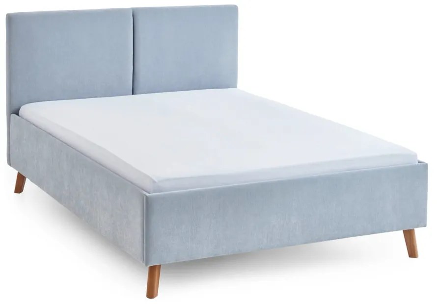 Letto matrimoniale imbottito azzurro con rete inclusa 140x200 cm Piano – Meise Möbel