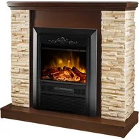 Camino Elettrico da Pavimento 90,3x98x30 cm Effetto Fiamma 2000W Rock & Cristina