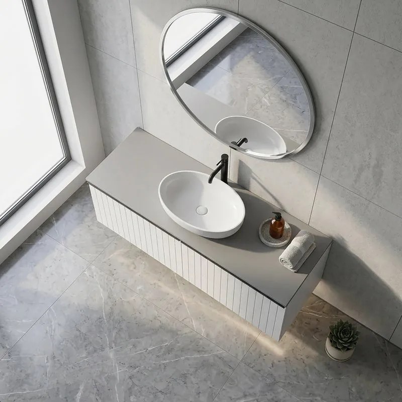 Mobile da bagno sospeso sotto lavabo Pixel 1 cassetto grid con maniglia  nera L 120 x H 40 x P 45.5 cm bianco laccato opaco