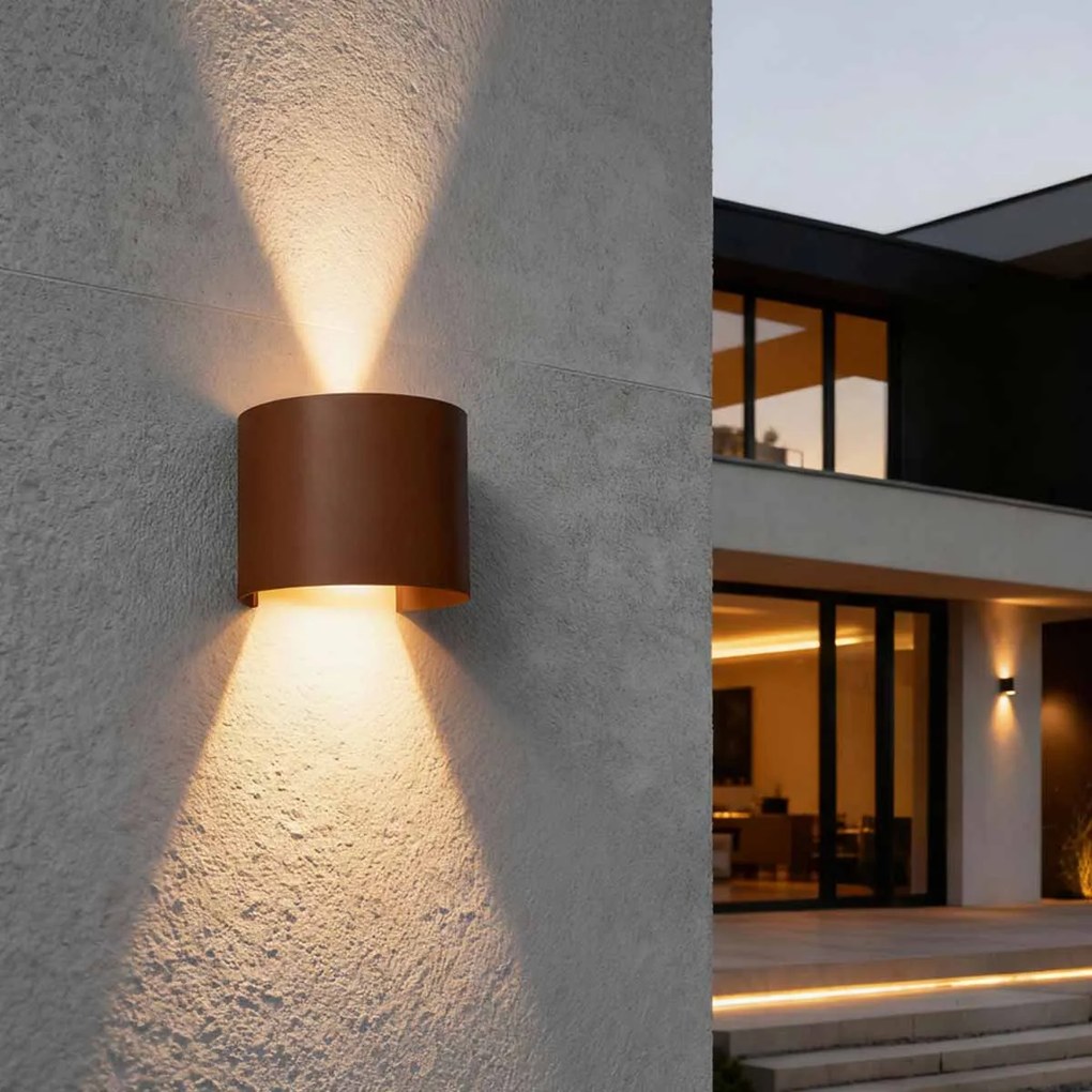 Applique LED 12W Bidirezione Curvo IP65 CCT con LED OSRAM - Corten