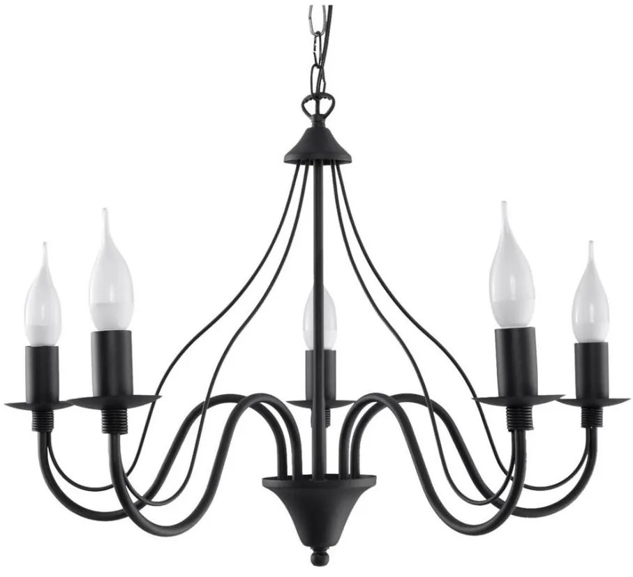 Lampadario a sospensione con catena MINERWA 5 5xE14/40W/230V nero