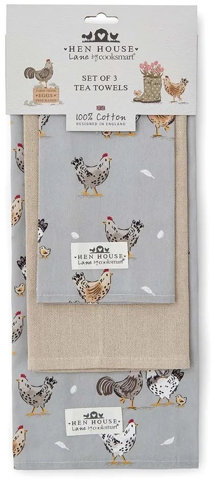 Set di strofinacci in cotone 3 pz 45x65 cm Hen House – Cooksmart ®