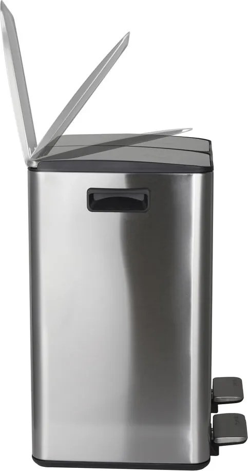 Cestino per la spazzatura color argento opaco in acciaio per raccolta differenziata/con pedale 2x20 l Aliya – Spirella