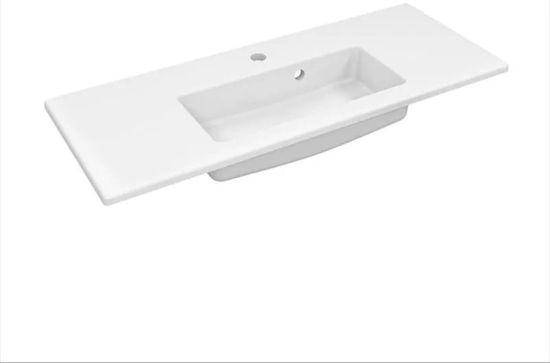 Lavabo a incasso rettangolare vasca centrale Neo L 91 x H 11.2 x P 35 cm in ceramica bianco lucido