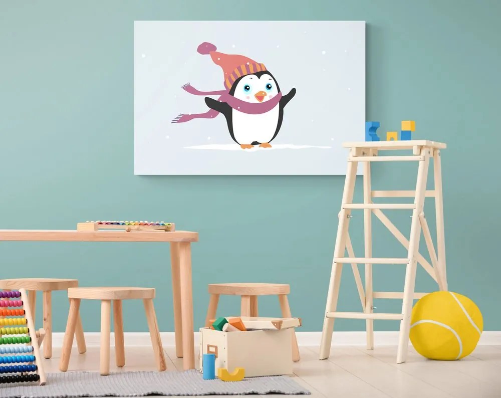 Stampa su tela – Pinguino carino con cappello