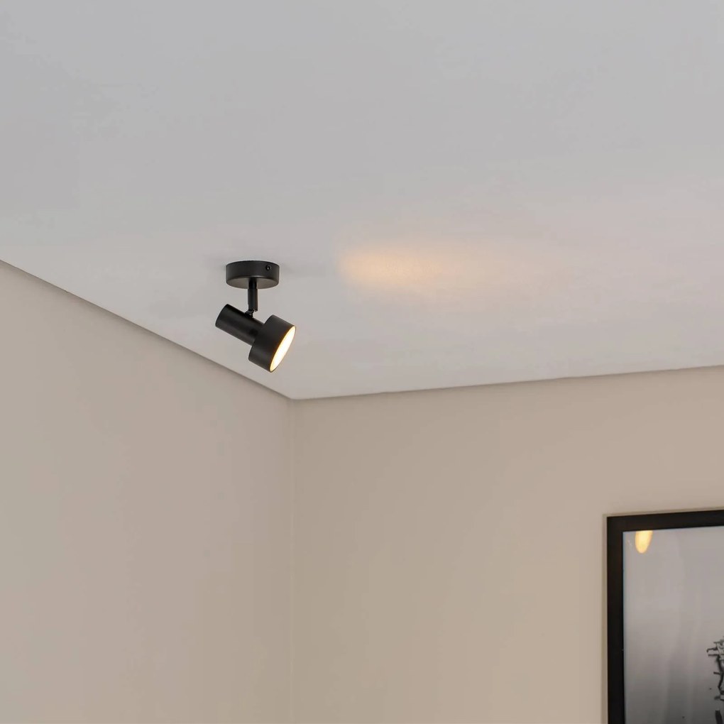 SIGMA Faretto da soffitto Mona, a 1 luce, nero, orientabile, acciaio