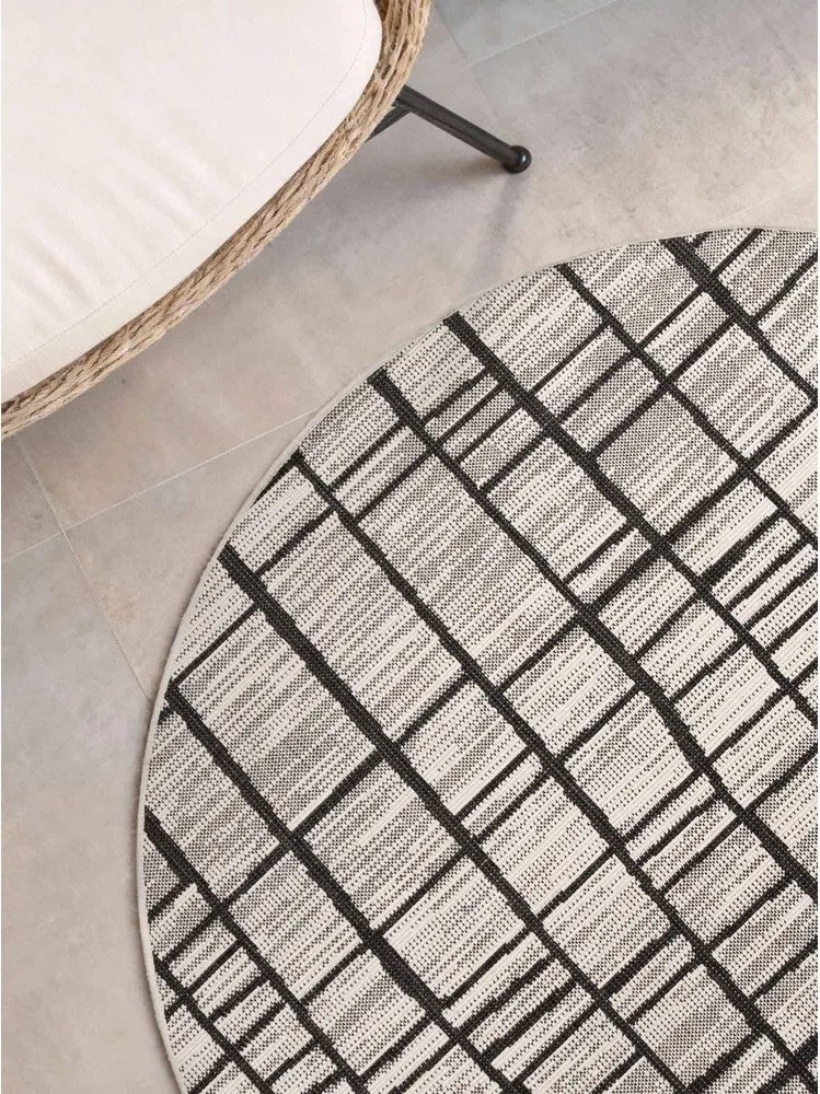 Tappeto da interno/esterno rotondo nero/color crema ø 160 cm Haringey Crouch – Ted Baker