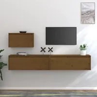 Mobili Porta TV 3 pz Miele in Legno Massello di Pino 3100277