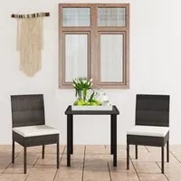 Set da Pranzo da Giardino 3 pz in Polyrattan Nero cod mxl 36157