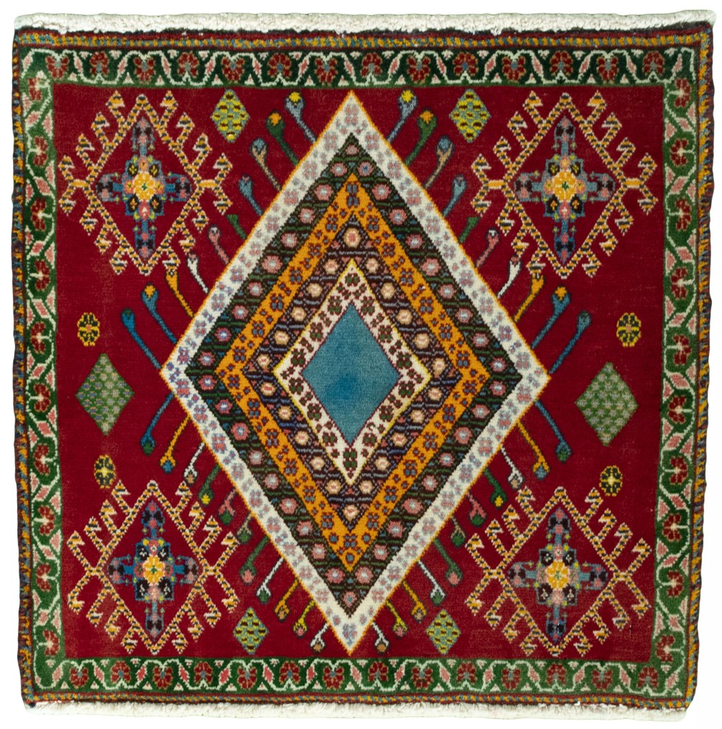 Shiraz Tappeto persiano 60 x 60 Rosso (Iran) Annodato A Mano