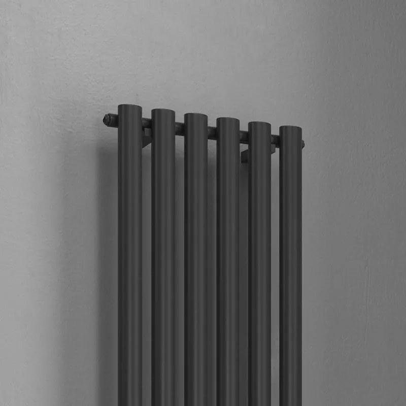 Kamalu - radiatore bagno 1800x420 mm colore nero opaco 6 elementi verticali kam-369n