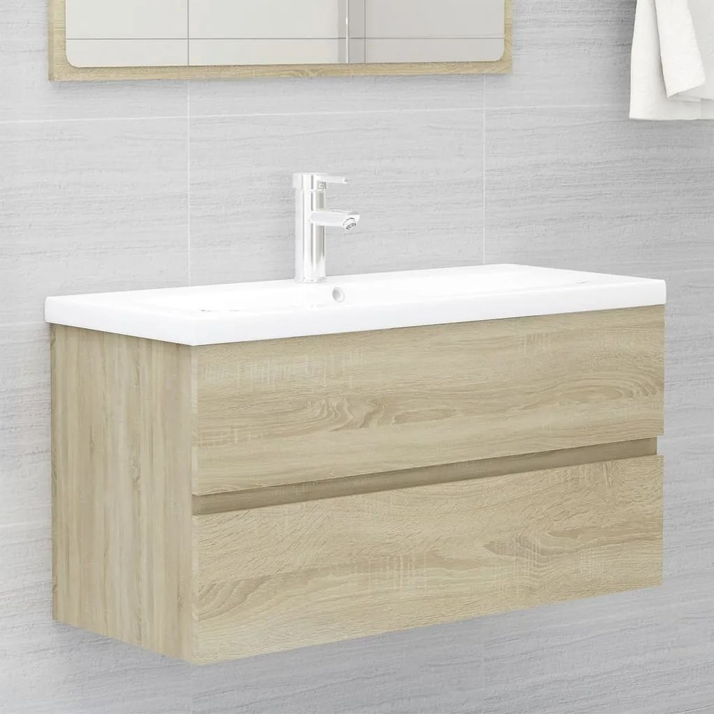 Mobile con lavabo integrato rovere sonoma in legno multistrato