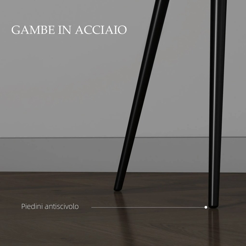 Set 2 Sedie Imbottite Stile Nordico 54x57x80 cm Tessuto Effetto Velluto Grigio Scuro...