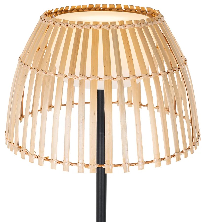 Lampada da terra per esterni rustica nera con bambù incl. LED - Kaiser