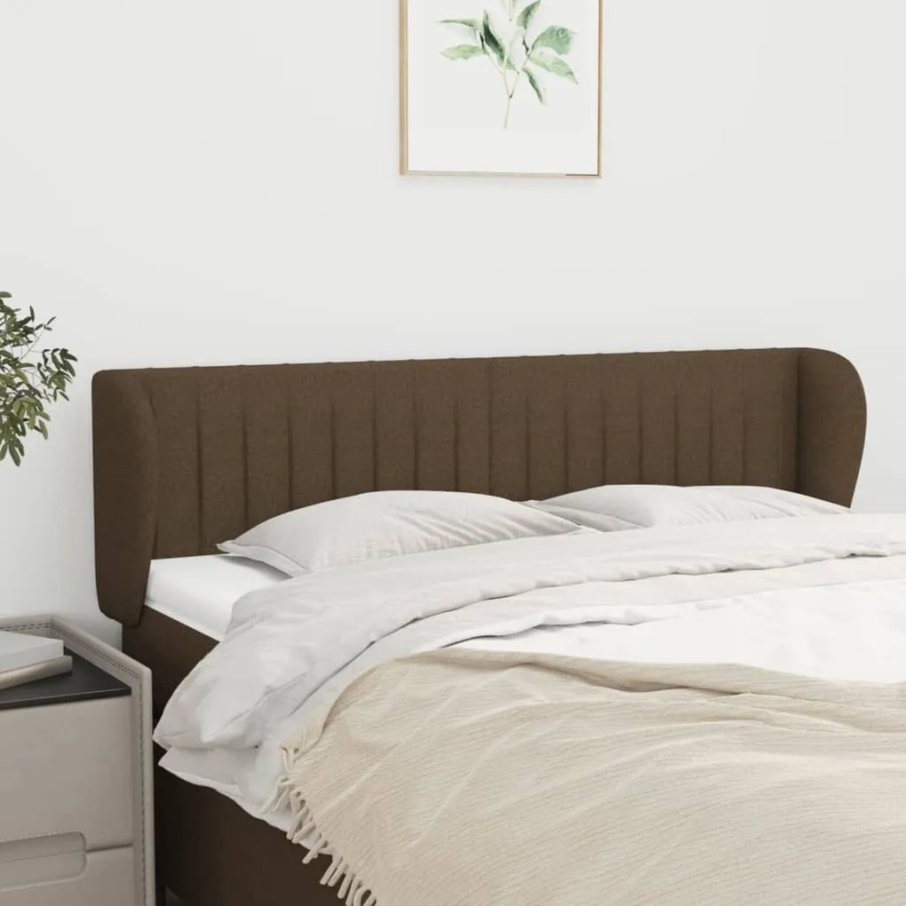 Testiera Ad Orecchio Marrone Scuro 147x23x78/88 Cm İn Tessuto /