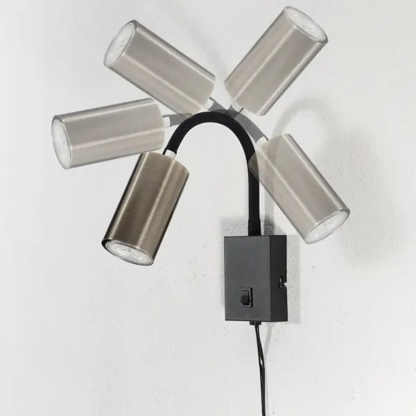 Globo 57911WM - Lampada da parete flessibile ROBBY 1xGU10/25W/230V nero/ottone