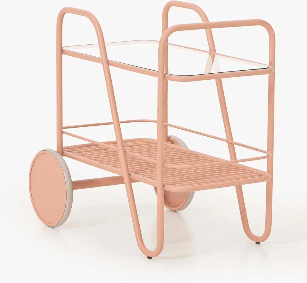 Carrello portavivande in metallo con piano in vetro Giovanni