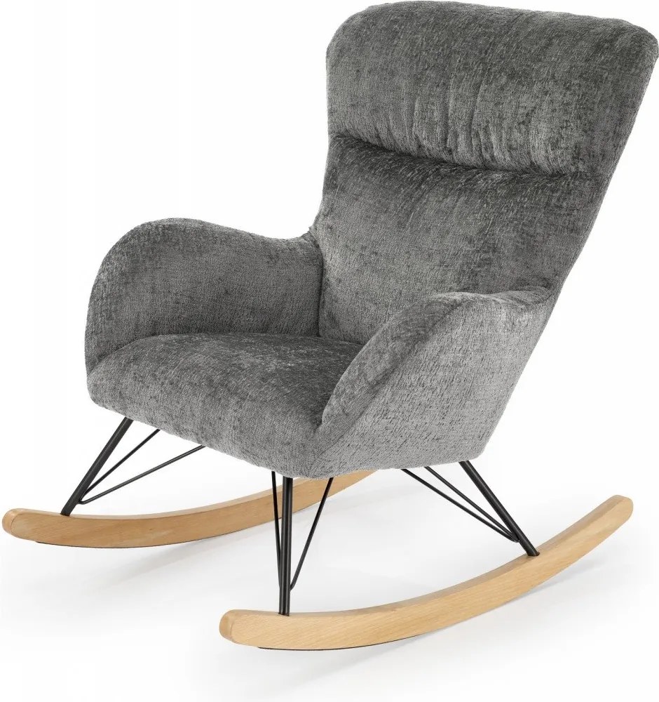 Poltrona a dondolo Castro in tessuto grigio - H92 cm
