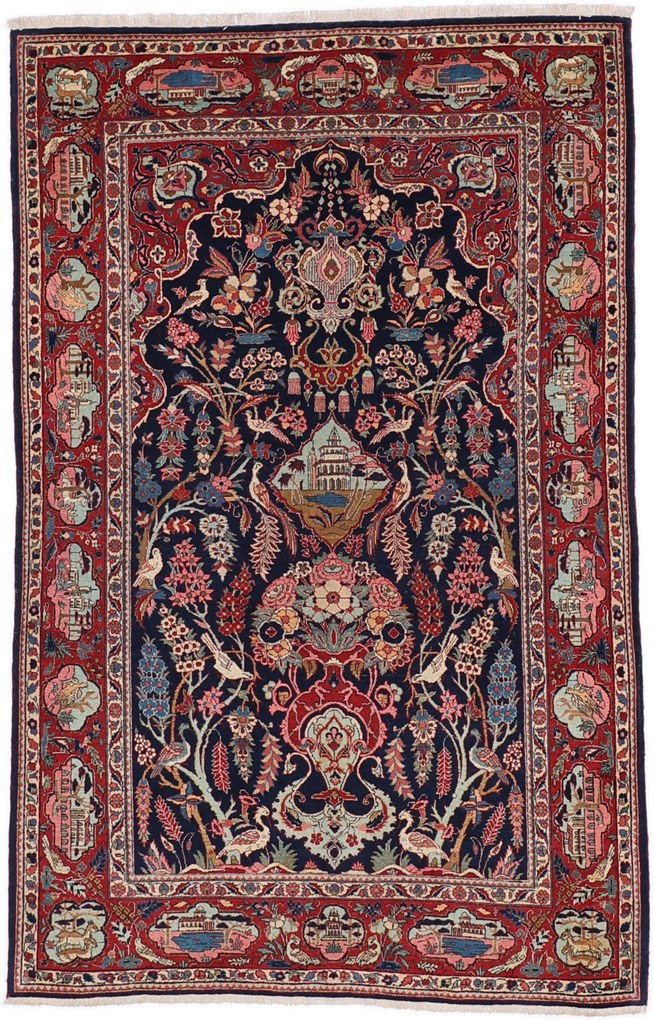 Kashan Tappeto 130x210 (Iran) Annodato A Mano