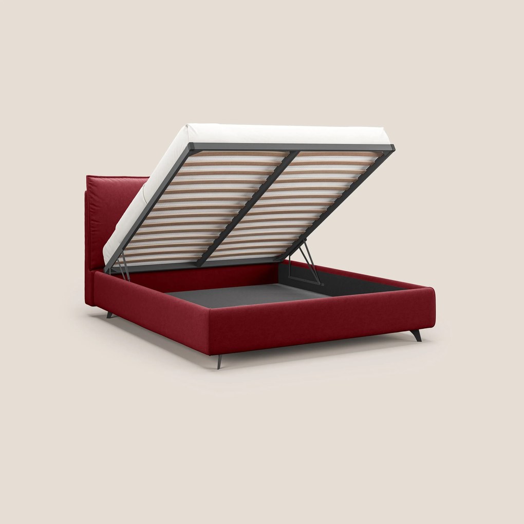 Nives letto imbottito contenitore sfoderabile in microfibra velluto impermeabile T09 rosso
