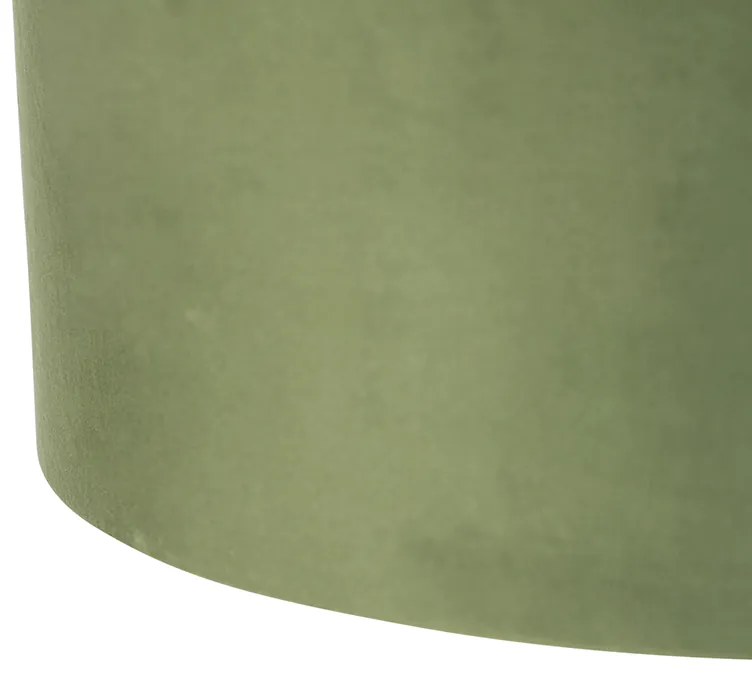 Lampada a sospensione nera con paralumi in velluto verde e oro 35 cm 2 luci - Blitz