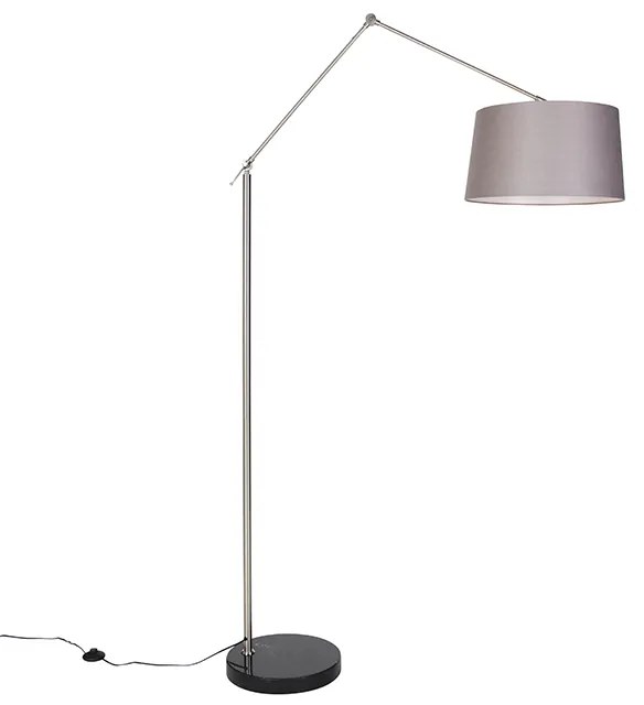 Lampada da terra moderna in acciaio con paralume grigio scuro 45 cm - Editor