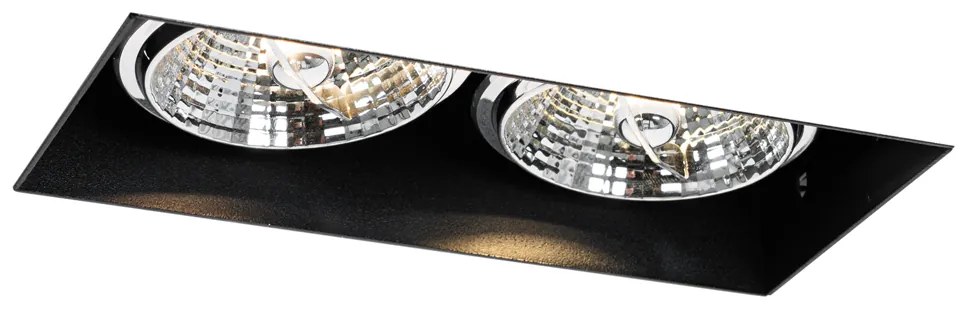 Set di 6 faretti incasso neri GU10 70mm 2 luci senza cornice - Oneon