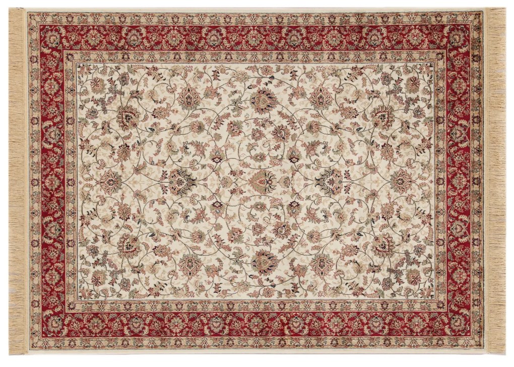 Tappeto 290x200 cm Farshian Hereke avorio e rosso