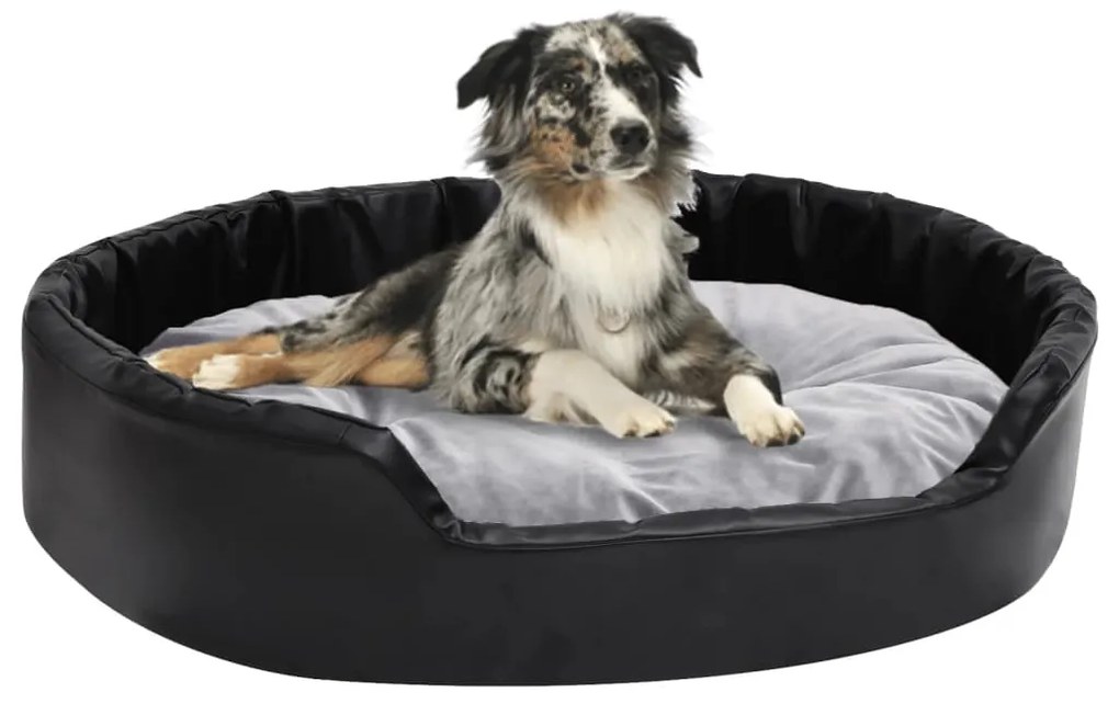 Lettino per cani nero e grigio 90x79x20 cm peluche e similpelle