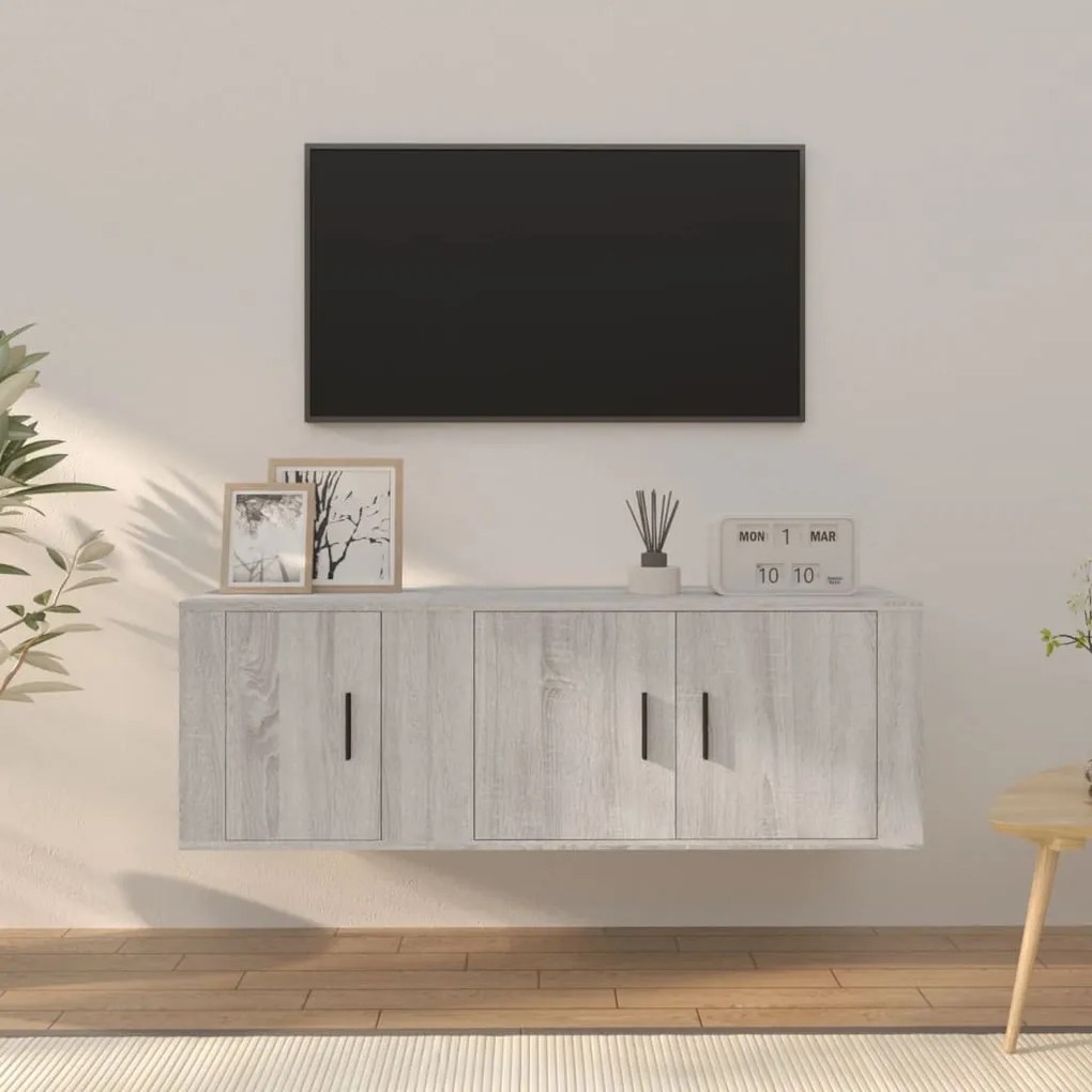 Set Mobili Porta TV 2 pz Grigio Sonoma in Legno Multistrato