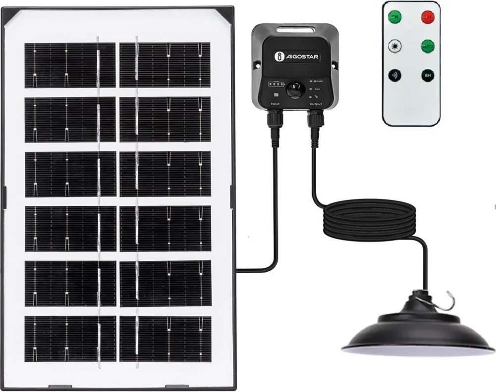 Aigostar - Lampada solare a sospensione LED/35W/12V 3000 mAh 6500K Ø 15 cm